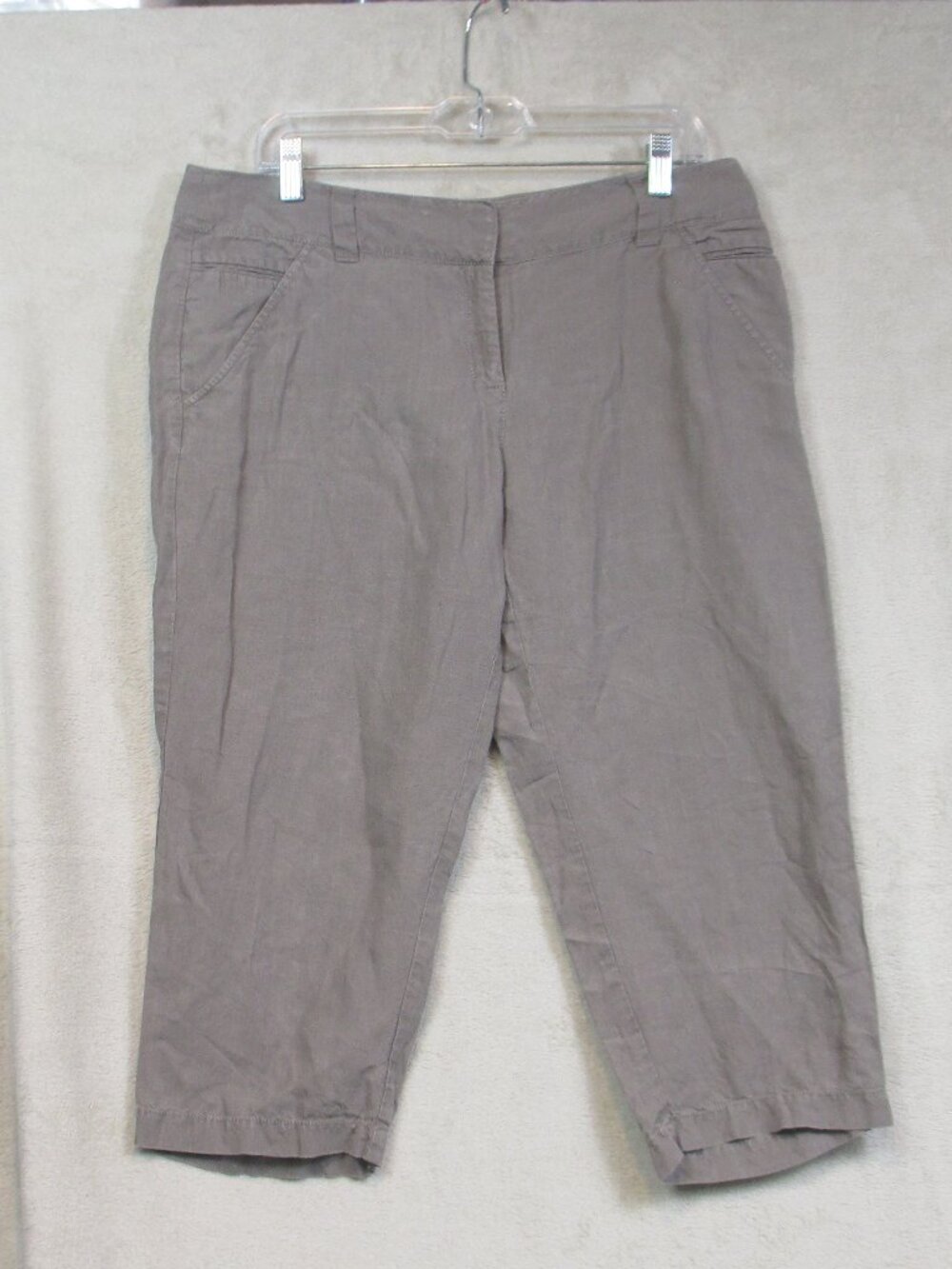 EILEEN FISHER 100% Linen High Rise Wide Leg Capri Crop Pants Lagenlook Sz M
